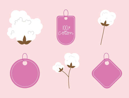 tags and cotton bollsのイラスト素材