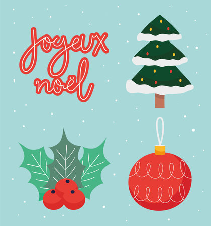 joyeux noel symbols setのイラスト素材