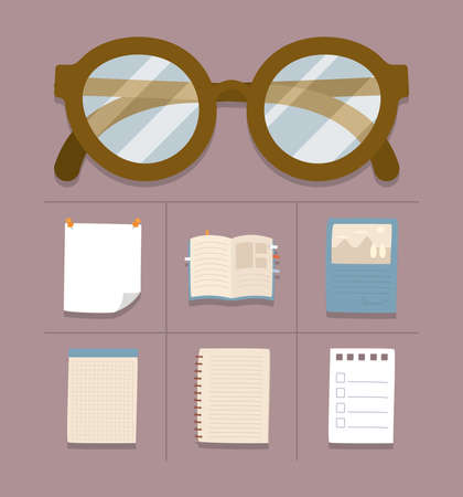 glasses and notepadsのイラスト素材