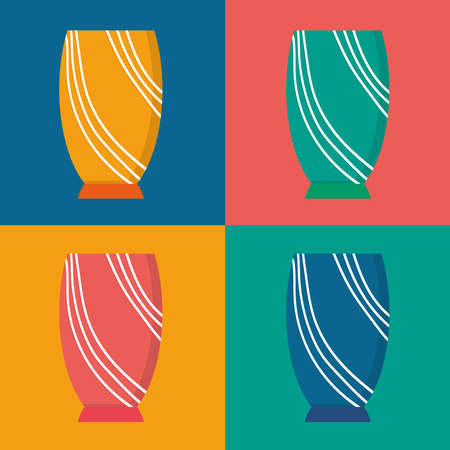 striped and colorful mugsのイラスト素材