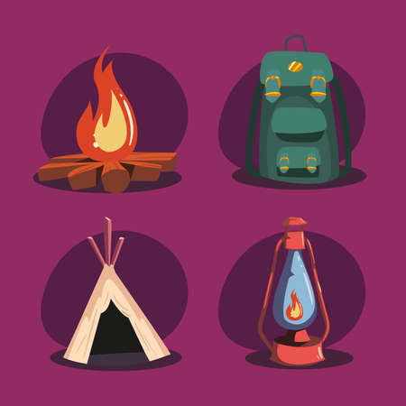 four camp itemsのイラスト素材