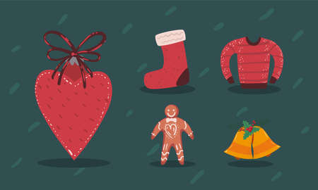 five joyeux noel iconsのイラスト素材