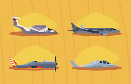 four pretty airplanesのイラスト素材