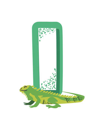 letter I with iguanaのイラスト素材