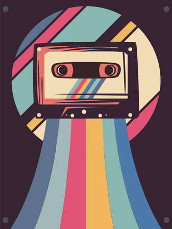 retro music tape cardのイラスト素材