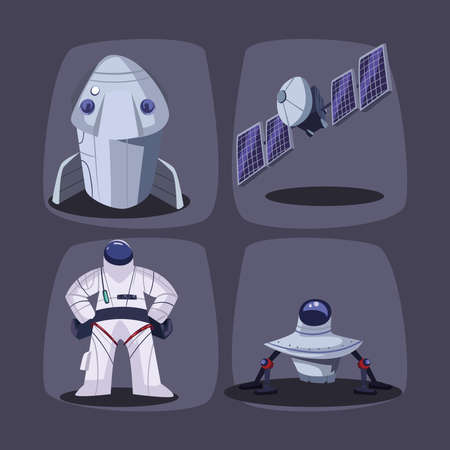 four space explorer iconsのイラスト素材