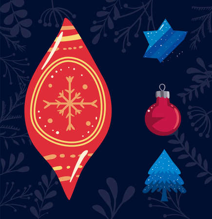 four xmas holiday itemsのイラスト素材