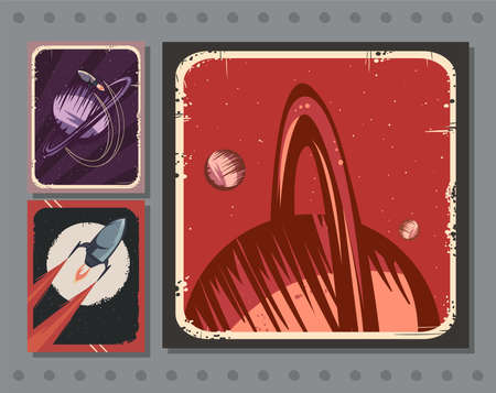 retro space cardsのイラスト素材