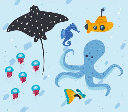 underwater life cartelのイラスト素材