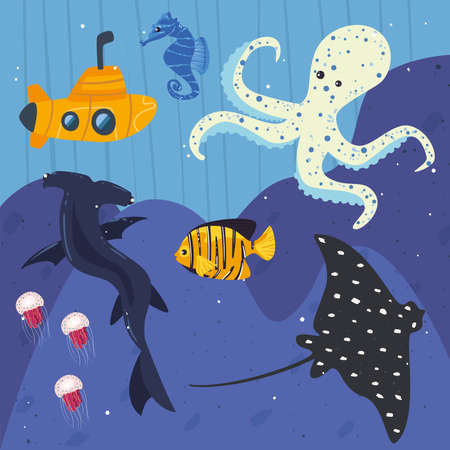 underwater life designのイラスト素材
