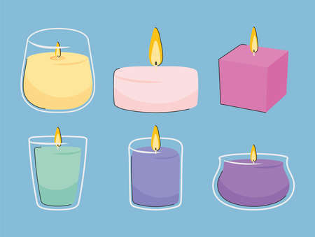 decorative candles icon setのイラスト素材