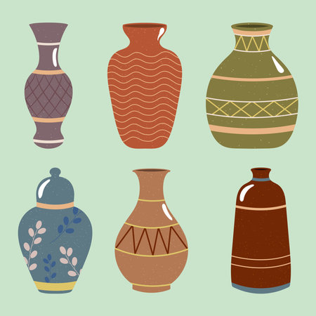 decorative vases icon setのイラスト素材