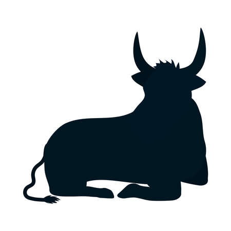 sitting ox iconのイラスト素材