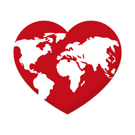 hearted world mapのイラスト素材