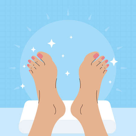 feet with pink nailsのイラスト素材