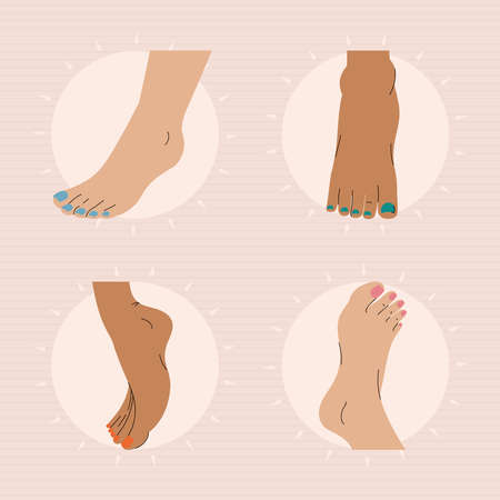 pedicured feet icon setのイラスト素材