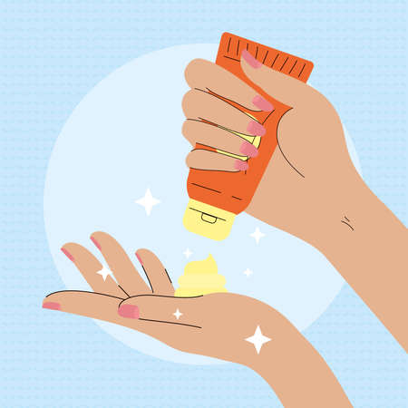 hands applying lotionのイラスト素材