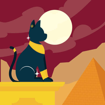 egyptian cat cartelのイラスト素材