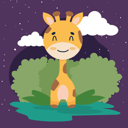 baby giraffe cartelのイラスト素材