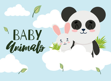 baby animals invitationのイラスト素材
