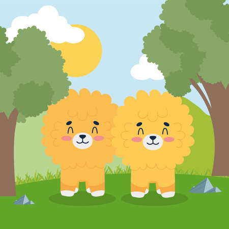 baby lions posterのイラスト素材