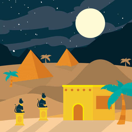 egypt night cardのイラスト素材