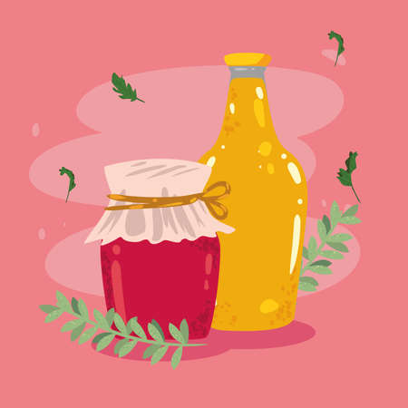 jelly jar and bottleのイラスト素材