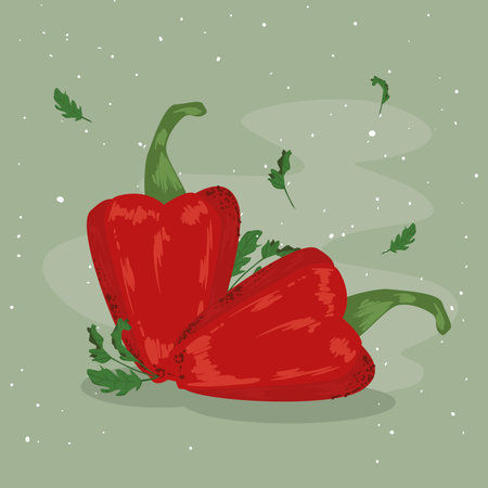 red peppers illustrationのイラスト素材