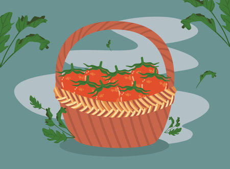tomatoes on basketのイラスト素材