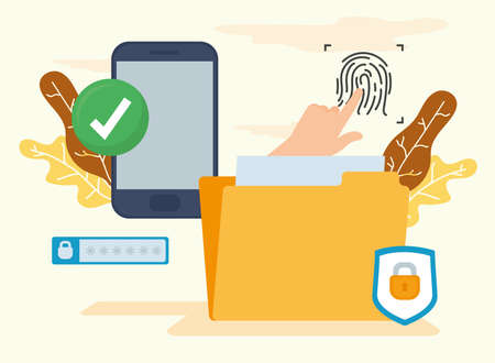 smartphone and folderのイラスト素材