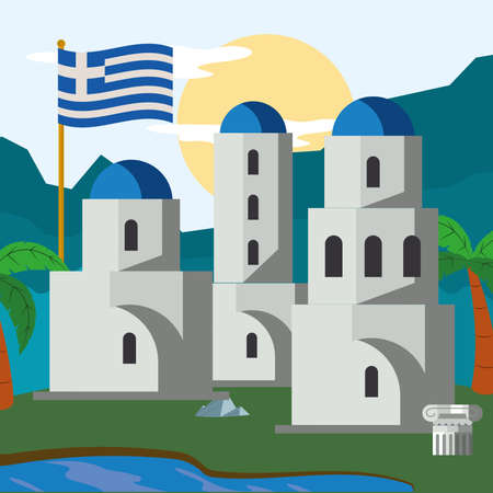 greece buildings cardのイラスト素材