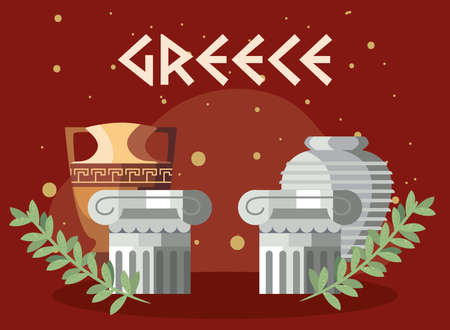 greece columns cardのイラスト素材