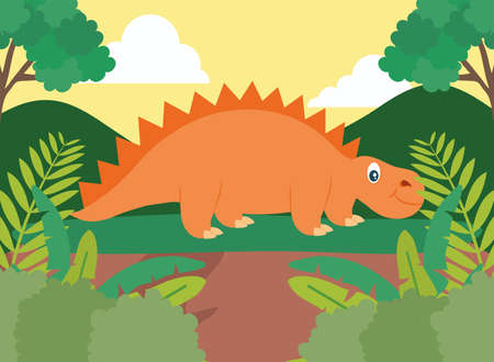 orange spinosaurus cartelのイラスト素材