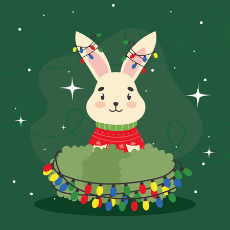 christmas rabbit posterのイラスト素材