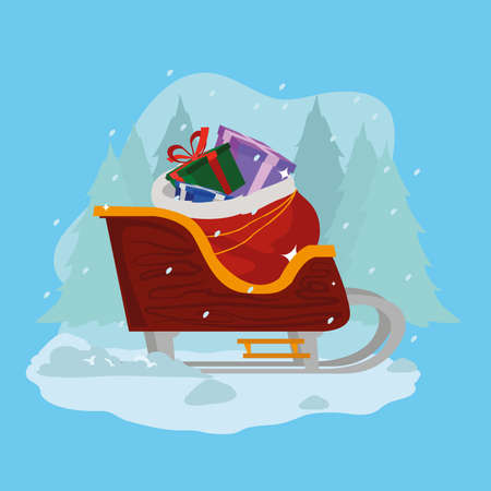 santa sleigh cardのイラスト素材