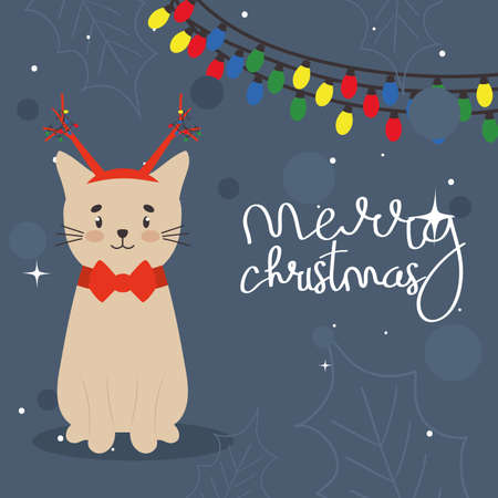 christmas cat cardのイラスト素材
