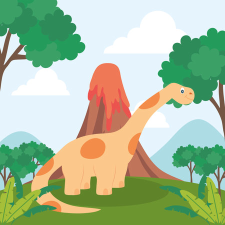 yellow brachiosaurus cardのイラスト素材