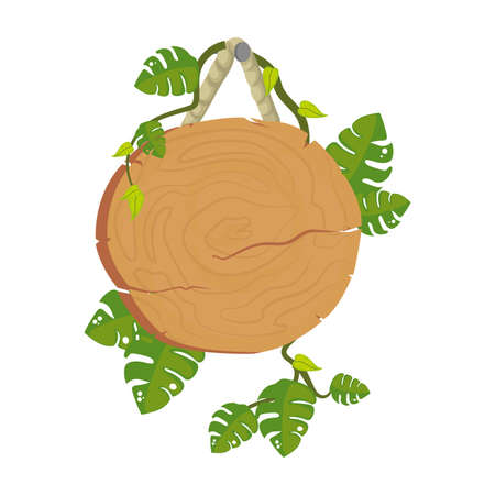 circle wooden signのイラスト素材