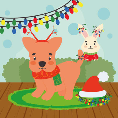 christmas pets cardのイラスト素材