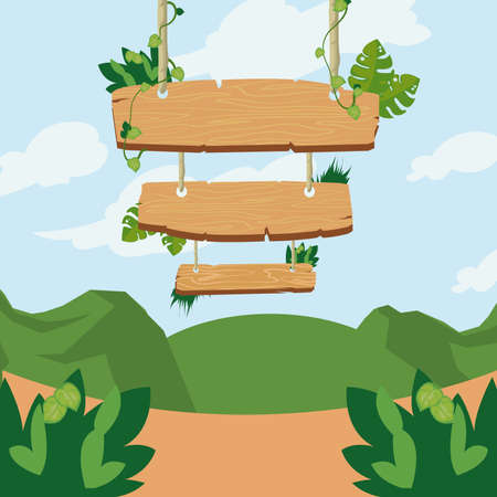 hanging wood sign cardのイラスト素材