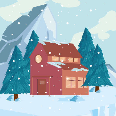 winter landscape cartelのイラスト素材