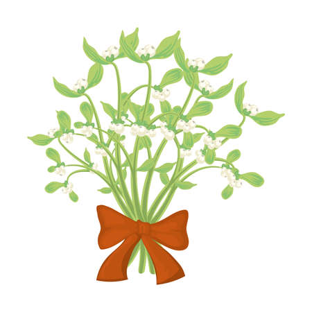 mitletoe with white berriesのイラスト素材