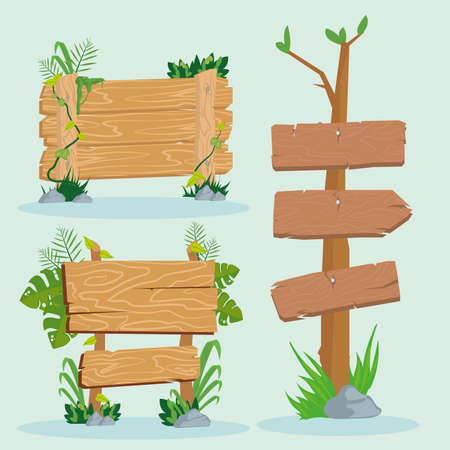 three wooden signsのイラスト素材