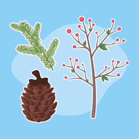 three plants itemsのイラスト素材