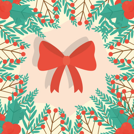 christmas bow cardのイラスト素材