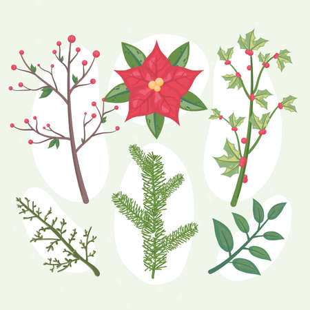 six mistletoe itemsのイラスト素材