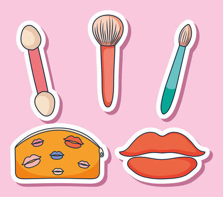 makeup brushes setのイラスト素材