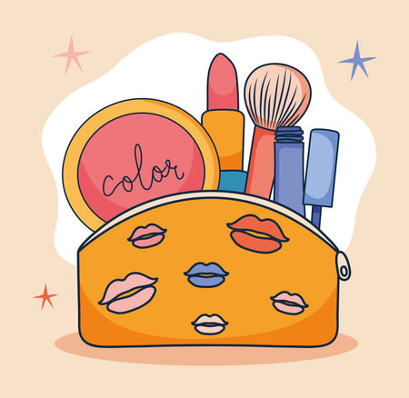 cosmetic bag with makeupのイラスト素材