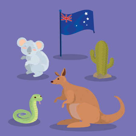 australian animals and itemsのイラスト素材