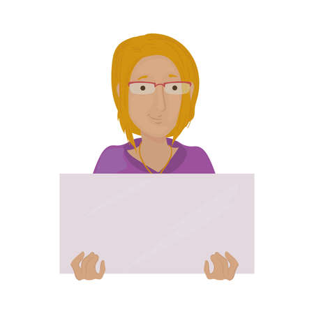 woman holding bannerのイラスト素材